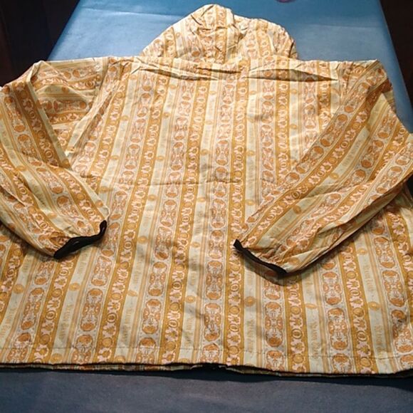 Reason Brand Gold Green Pink and Black Patterned Windbreaker/Rain Coat Jacket - Picture 6 of 6